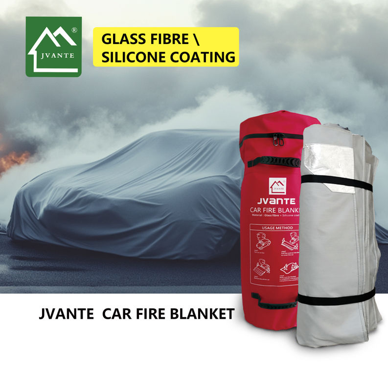 Car Glass Fibre Silicone Coating Fire Retardant Blanket Gray 4*6 6*8 6*9 10*12M Or Custom JVANTE